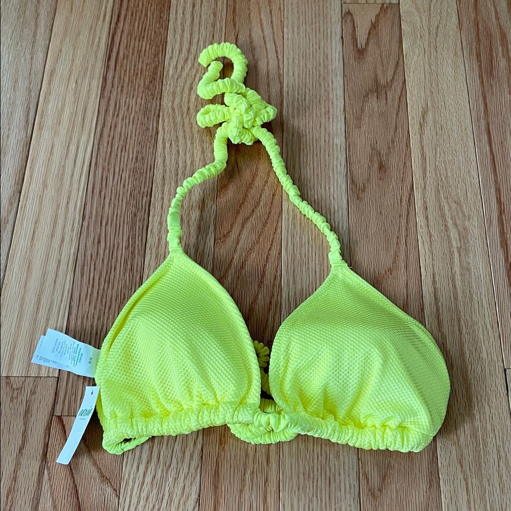 Aerie Triangle Bikini Set Womens Medium Yellow Swim Tie Strap NWT - Picture 2 of 10